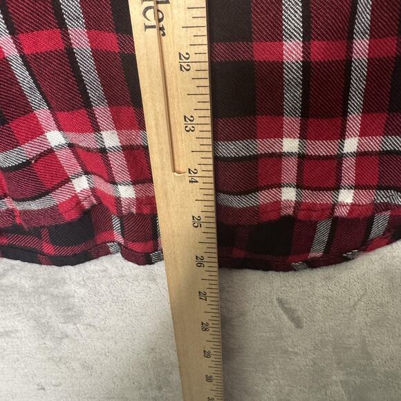 Talbots Shirt Womens Medium Petite Red Black Plaid Button Down Long Sleeve Top - Picture 7 of 8